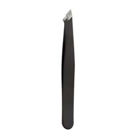 Black Eyebrow Tweezers Stainless Steel Slant Tip Hair Removal Makeup Tool Kit Eyelashes Extension Double Eyelid Application (Color: A0148-DK-1PC)