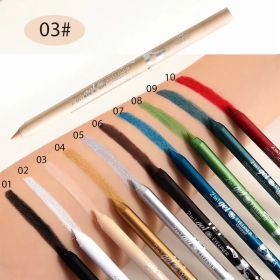 Waterproof Eyeliner Long Lasting Pencil Colourful Pigment Blue Black White Color Gel Eye Liner Pen Makeup Eye Beauty Cosmetics (Color: 03 Natural)