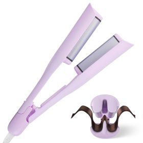 1Pc Hair Iron Curling Waver With Ceramic 1.41inch Barrel Ions Deep Hair Curler Dual Voltage Anti Scald Hair Curling Wand Hair Crimper With 5 Temp (Color: Purple)