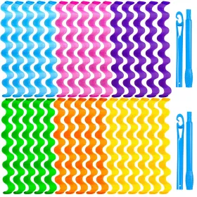 30 Pcs Heatless Hair Curlers Wave Curls Styling Kit With 2 Pcs Styling Hooks, No Heat Hair Curlers For Women Girls 6 Colors, 30 Cm 11.81 Inch (Option: 30cm)